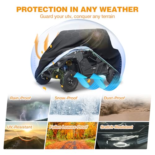 UTV Cover Heavy Duty 300D Waterproof Outdoor Storage 2 (up to 114"L (Black))