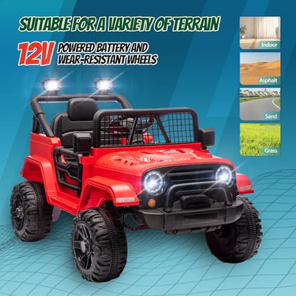 12V Kids Ride on Truck with Remote Control (Red)