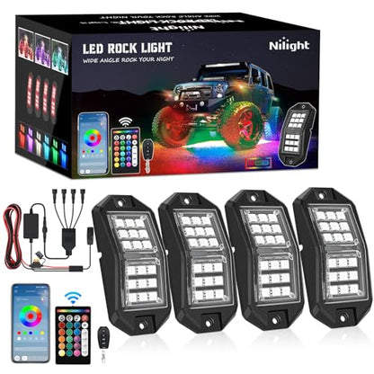 RGB LED Rock Lights Kit 4 PCS 18LED Wide Angle Wheel Well Light (4 Pods / RGB 18LED)