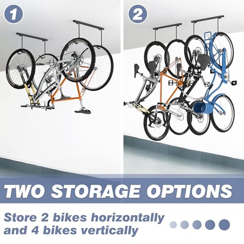Ceiling Mounted Bike Rack for Garage (Ceiling rack for 2 bikes)