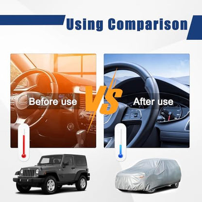 6 Layers Waterproof Car Cover for Jeep Wrangler 4 Dr (LM-Silver / 49. Custom Fit Jeep Wrangler 4 Dr)