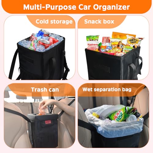Leakproof Car Trash Can with Lid Hanging Soft Silicone Garbage Bin (Vehicle Trash Can)