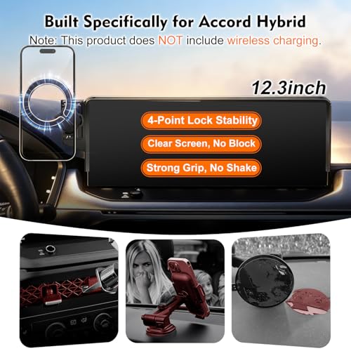 Magnetic Car Phone Mount for Honda Accord Hybrid 2023 2024 2025 2026 Only (for 2023-2026 Accord Hybrid 12.3-Inch)