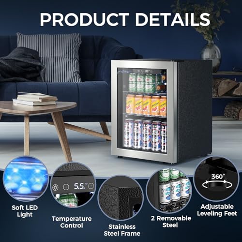 68 Cans Beverage Refrigerator Cooler (Silver)