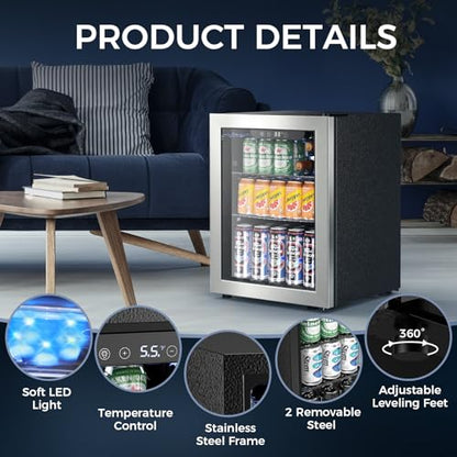 68 Cans Beverage Refrigerator Cooler (Silver)