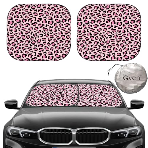Windshield Sun Shade Car Sunshade Truck Accessories Large (Pink Leopard / Large)