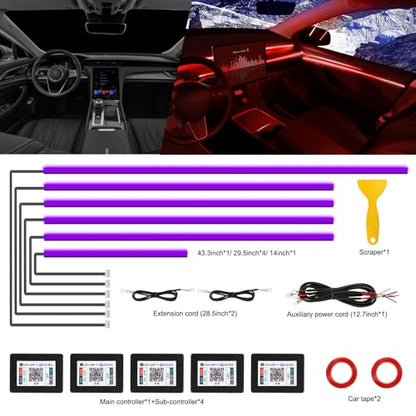 Acrylic Interior Car LED Strip Light with Wireless APP (RGB Color 6 in 1)