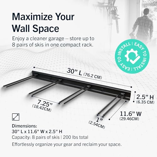 Ski Rack Wall Mount (8 Skis)