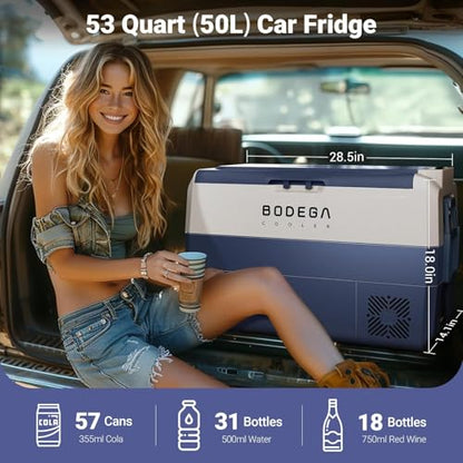 12 Volt Portable Car Refrigerator 53 Quart Single Zone (Blue)