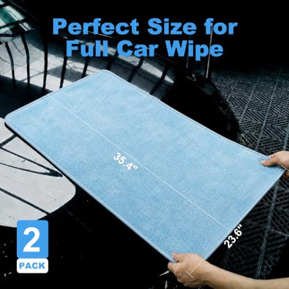 Car Drying Towels (New Car Towels - Blue / 35.4"x23.6" - 2pcs)