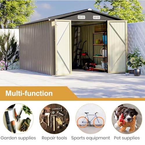 8x12 FT Outdoor Storage Shed (Brown / 8x12 FT)