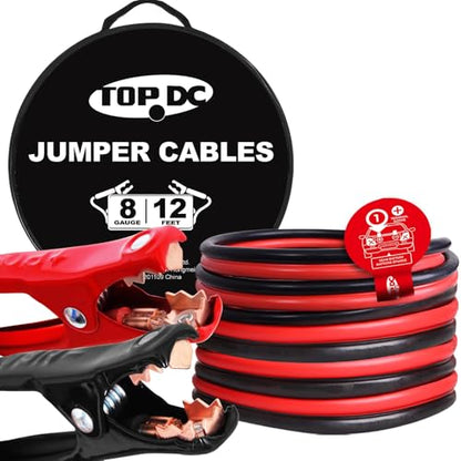 8 Gauge 12FT Jumper Cables Heavy Duty Booster (8 Gauge, (12FT) Standard Connector)
