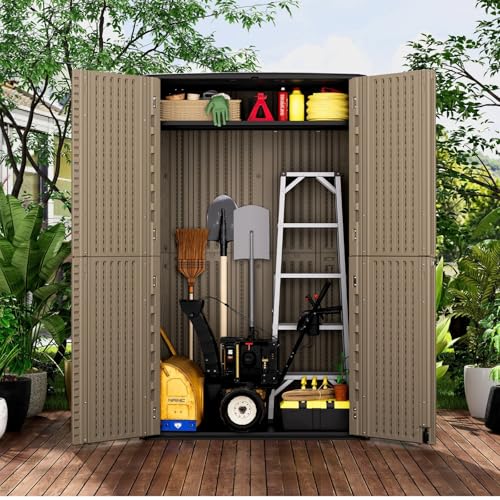 Large 67 Cu.ft Waterproof Storage Shed (Coffee-52 cu ft)