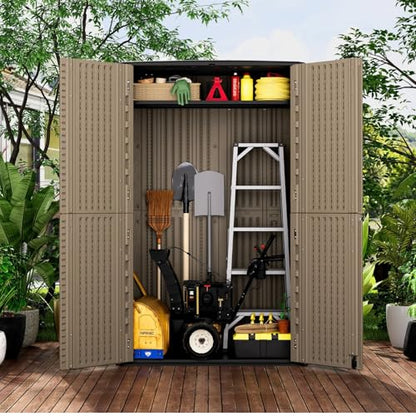 Large 67 Cu.ft Waterproof Storage Shed (Coffee-52 cu ft)