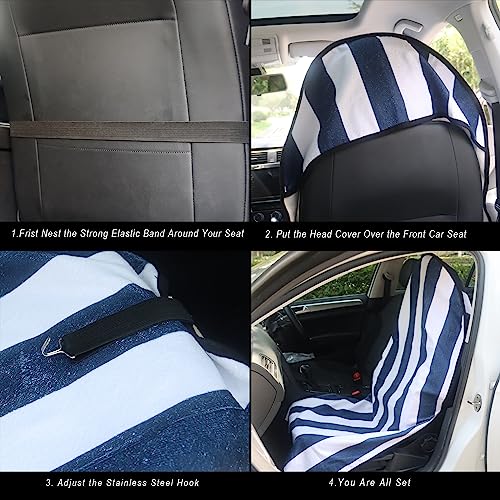 Car Seat Cover Protector Front Seats (1Pcs Front Seat Towel / Blue Stripe)
