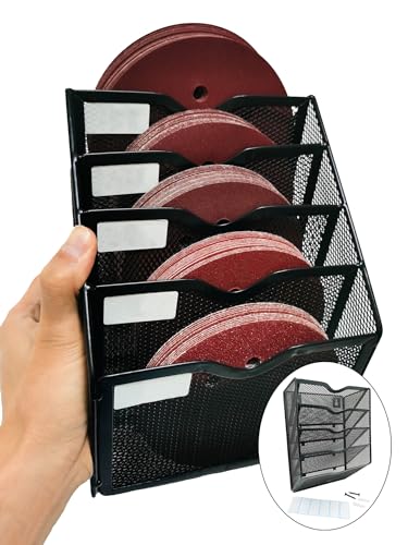 Sandpaper Organizer for 5 & 6 Inch Sanding Discs (Black)