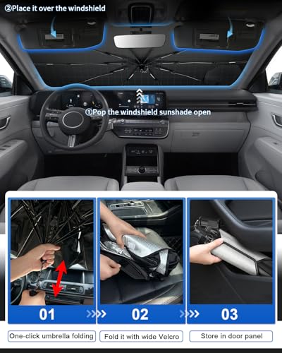 for 2026 2027 Hyundai Kona EV Car Windshield Sun Shade Umbrella (2024-2027 Kona EV)