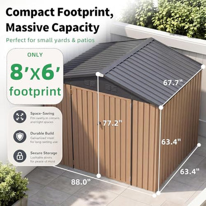 6' x 8' Outdoor Metal Storage Shed (Gray / 6x8)