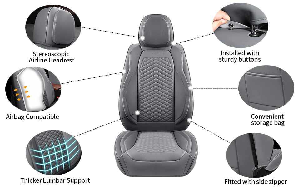 Car Seat Covers Full Set (2 Pack / Gray)