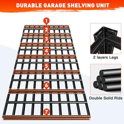 48.2''W Garage Shelving Heavy Duty Metal Shelving 3000LBS Storage Shelves Adjustable Metal Shelves Industrial 5 Tier Garage Shelf for Basement Pantry Warehouse Supermarket (24.2"D x 48.2"W x 72.2"H)