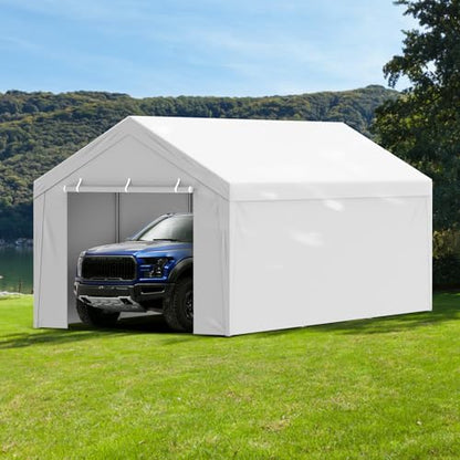 Carport Replacement Canopy Top Cover + Sidewall 10 x 20 ft (White / 10x20ft)