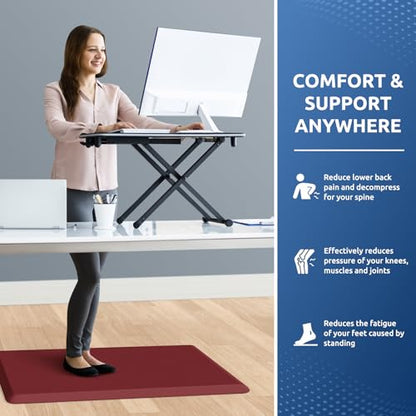 0.8" Thick Kitchen Mat Cushioned Anti Fatigue Rug Comfort Floor Mats (Red / 32"L x 20"W x 0.8"Th)