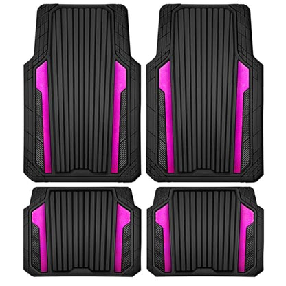 Heavy Duty Rubber Car Mats Metallic (Black Hot Pink)