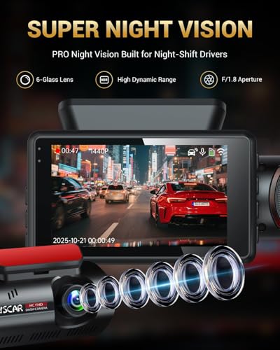 2.5K+1K Dual Dash Cam Front and Inside with GPS WiFi (2 front and inside)