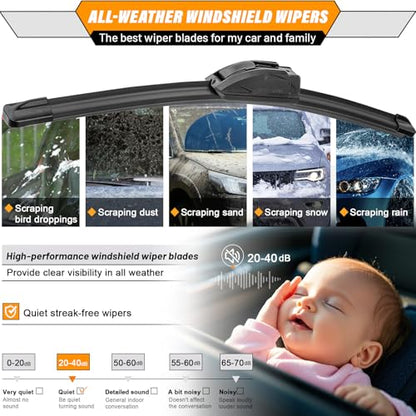 Windshield Wiper Blade Replacement for Jeep Cherokee 2014 (26"+18"+14")