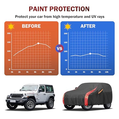 All Weather Waterproof Car Cover for Jeep Wrangler 4 (S2 Fit Wrangler 4 Door / 3 SUV Car Cover)