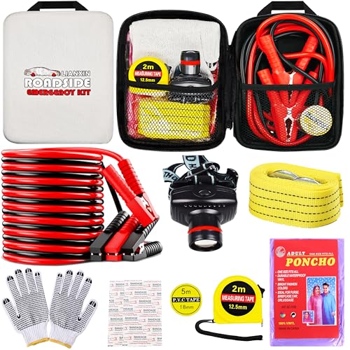 Emergency Car Kit with Jumper Cables Headlamp Car Safety Kits Pale (pale)