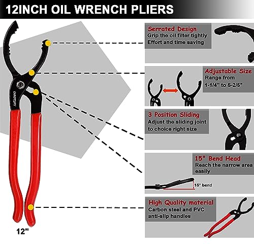 Oil Filter Wrench Set (5 Pack - Black & Red)