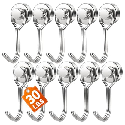 10 Pack Silver Magnet Hooks (Silver / 0.63in)