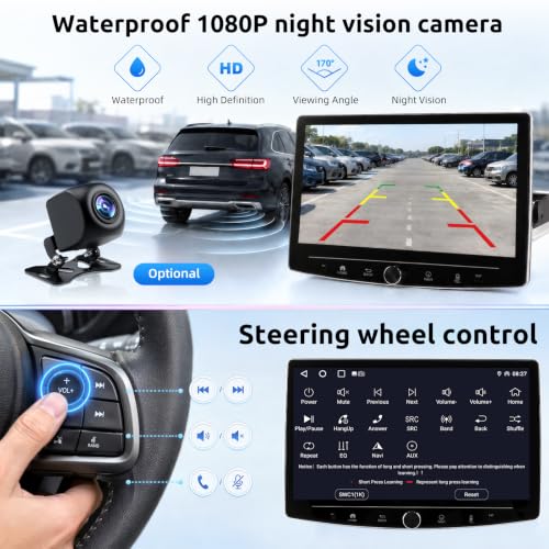 10.1" Single Din Car Stereo with Wireless CarPlay and Android Auto (10.1")