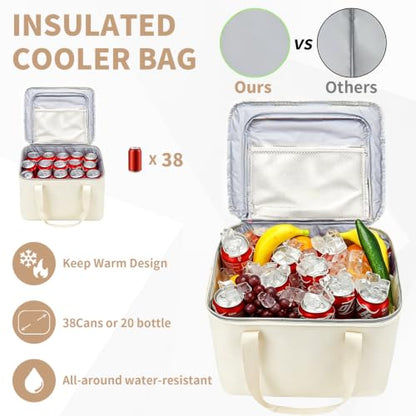 Car Trunk Organizer and Storage for Car (Beige / Large)