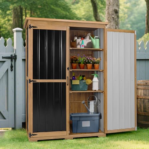 46" L Outdoor Storage Cabinet with Shelves (Black / 46" x 18" x 68")