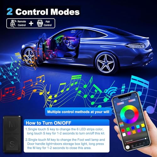 Acrylic Interior Car LED Strip Light with Wireless APP (Dreamcolor 10 Lights)