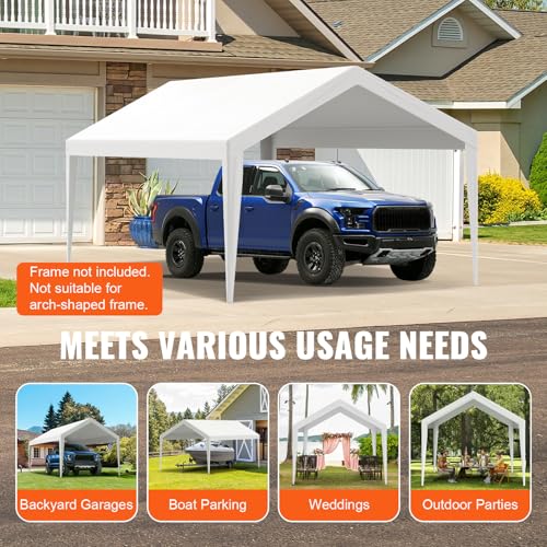 Carport Replacement Canopy Cover 10 x 20 ft (White / 10x20ft)