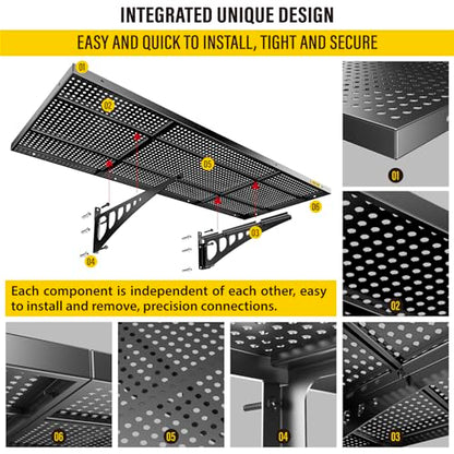 4 Pack 1.64x4ft Adjustable Garage Wall Shelving 1120lbs Load Capacity Heavy Duty Wall Mounted Storage Shelf Metal Floating Shelves for Garage (4pack-1.64x4ft / Black)