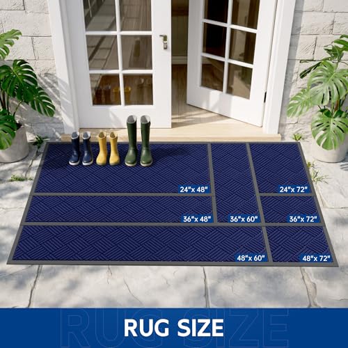 Durable Indoor Outdoor Door Mat (2' x 4' (Rectangular) / Blue-diamond)