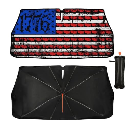 American USA Flag Car Windshield Sunshade Umbrella USA Flag Sun Shade for Car Windshield Umbrella Upgraded Sunshades Blocks UV & Heat Front Window Shades for SUV Sedan Auto (One Size / Style20)