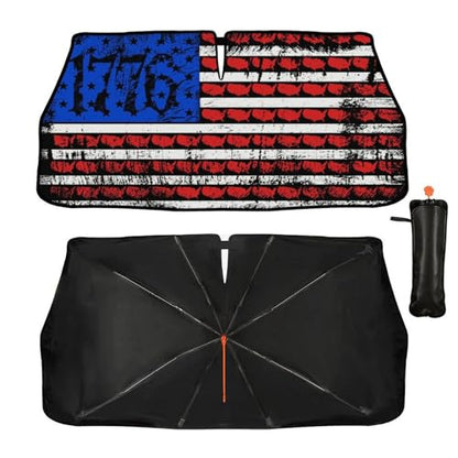 American USA Flag Car Windshield Sunshade Umbrella USA Flag Sun Shade for Car Windshield Umbrella Upgraded Sunshades Blocks UV & Heat Front Window Shades for SUV Sedan Auto (One Size / Style20)