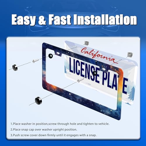 Watercolor Galaxy License Plate Frame Stainless Steel Car Accessory 6x12 (Watercolor Galaxy Starry Sky)