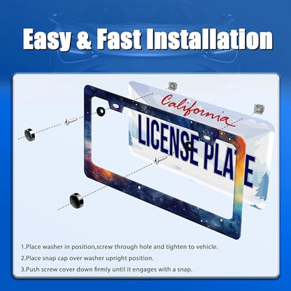 Watercolor Galaxy License Plate Frame Stainless Steel Car Accessory 6x12 (Watercolor Galaxy Starry Sky)