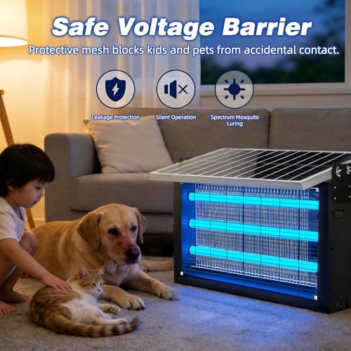 Heavy Duty Solar Bug Zapper for 8000 sq.ft with 30W Solar Panel (30W for 8000 sq.ft)