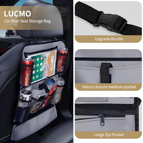 Car Backseat Organizer with Touch Screen Tablet Holder (Grey-1 / 2 Pack)