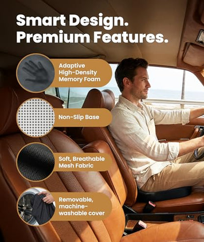 Doctor Recommended Memory Foam Seat Cushion for Office Chairs & Car (Black / Large)