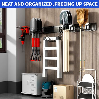 Garage Tool Organizer Wall Mount (64" - 10 Hooks)