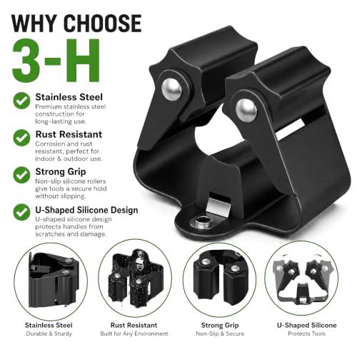 Broom Holder Wall Mount 8 Pack (8 / Black)