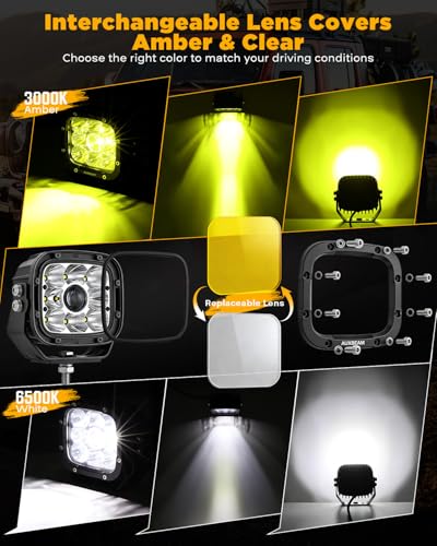 XP Ultra Series 5" 100W Offroad LED Pods Hyper Spot Light Bars (5" XP-Ultra Amber White Spot Lights)